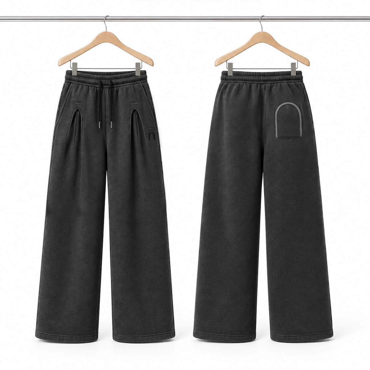 Charcoal Wide-Leg Trousers