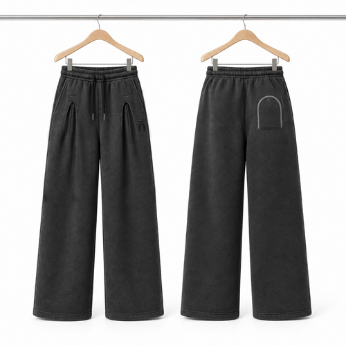 Charcoal Wide-Leg Trousers