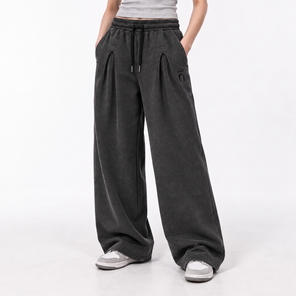 Charcoal Wide-Leg Trousers
