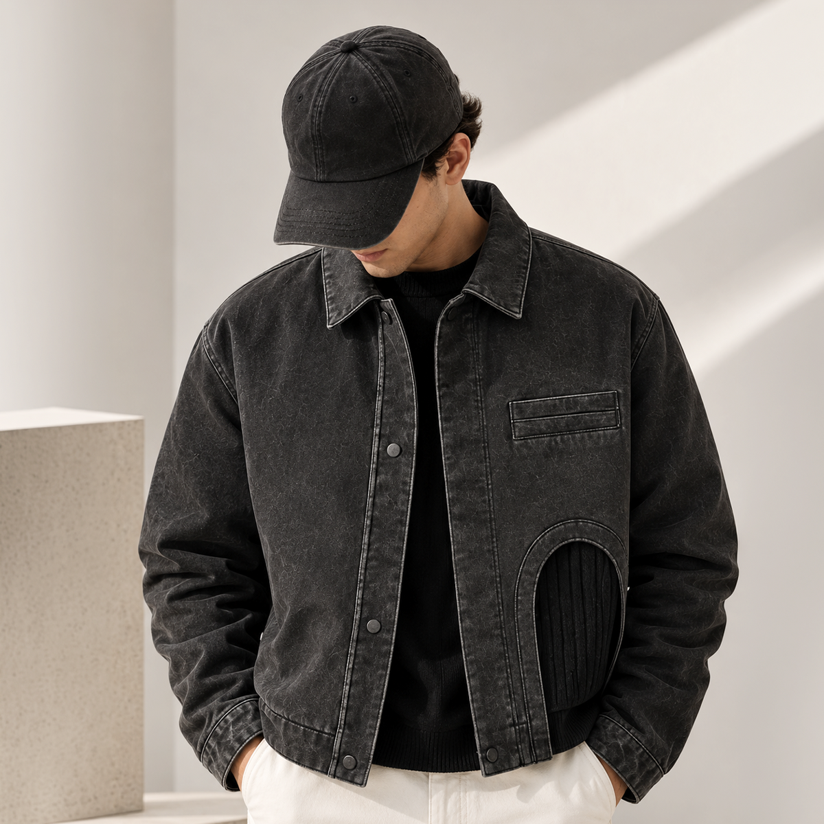 Washed Black Denim Jacket