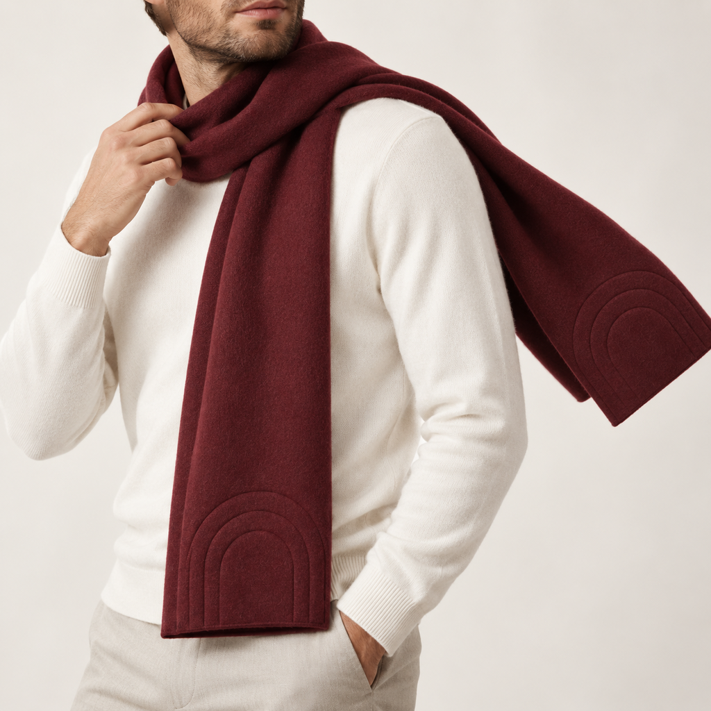 Burgundy Embossed Knit Scarf