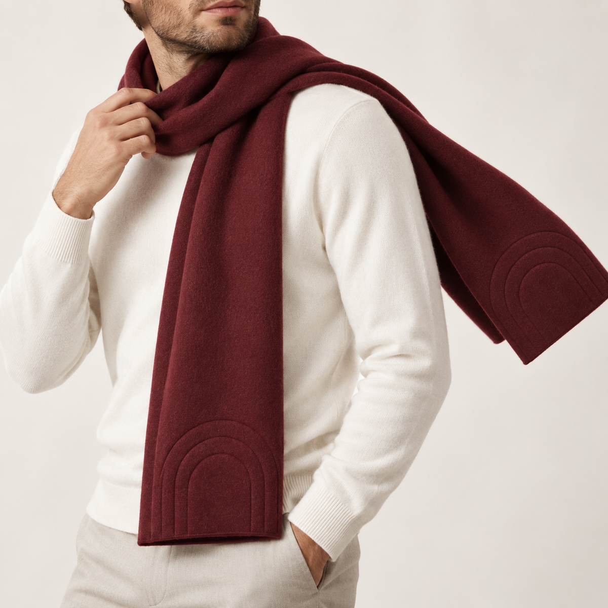 Burgundy Embossed Knit Scarf